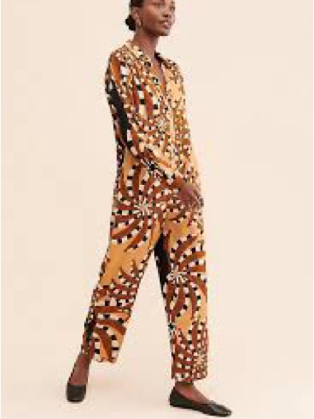FARM Rio Mixed Banana Print Long-Sleeve Jumpsuit